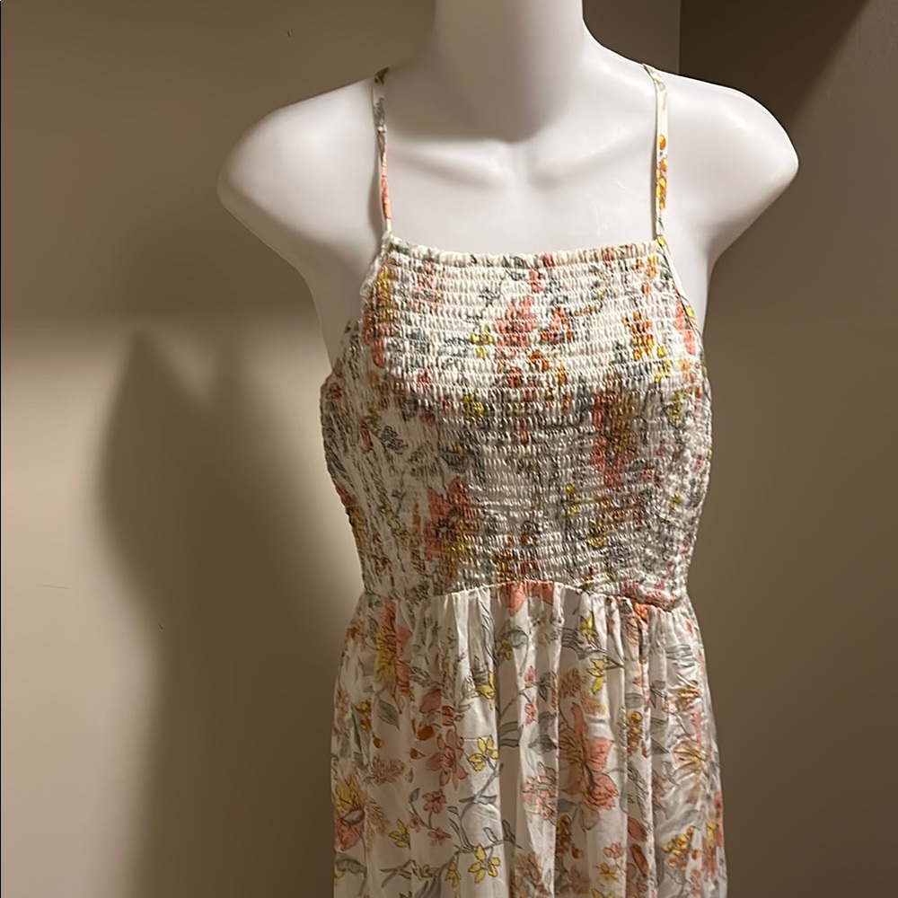 Free People ivory Floral Smocked Sundress medium
